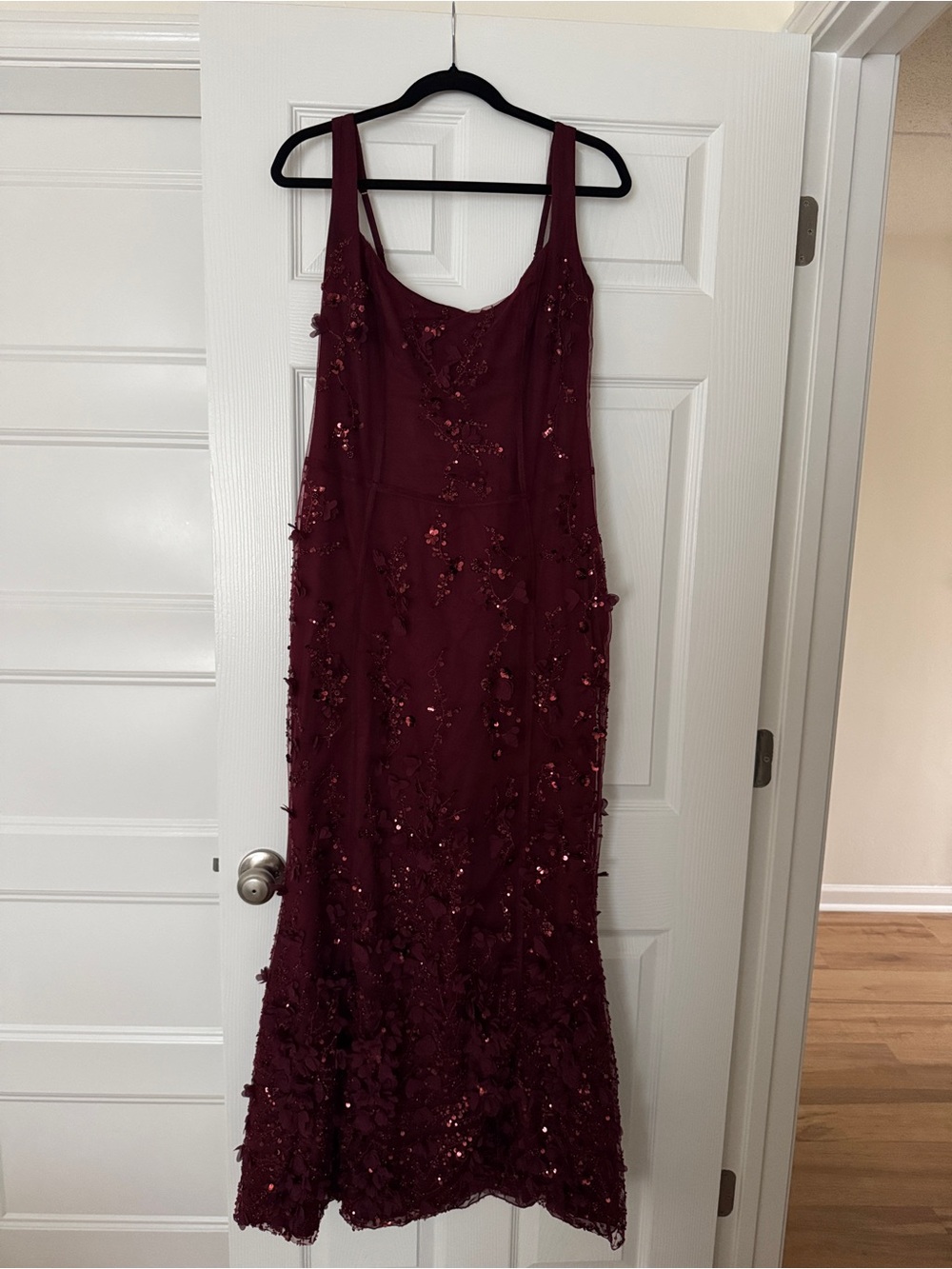 Oh Polly Burgundy Sequin Floral Maxi Dress